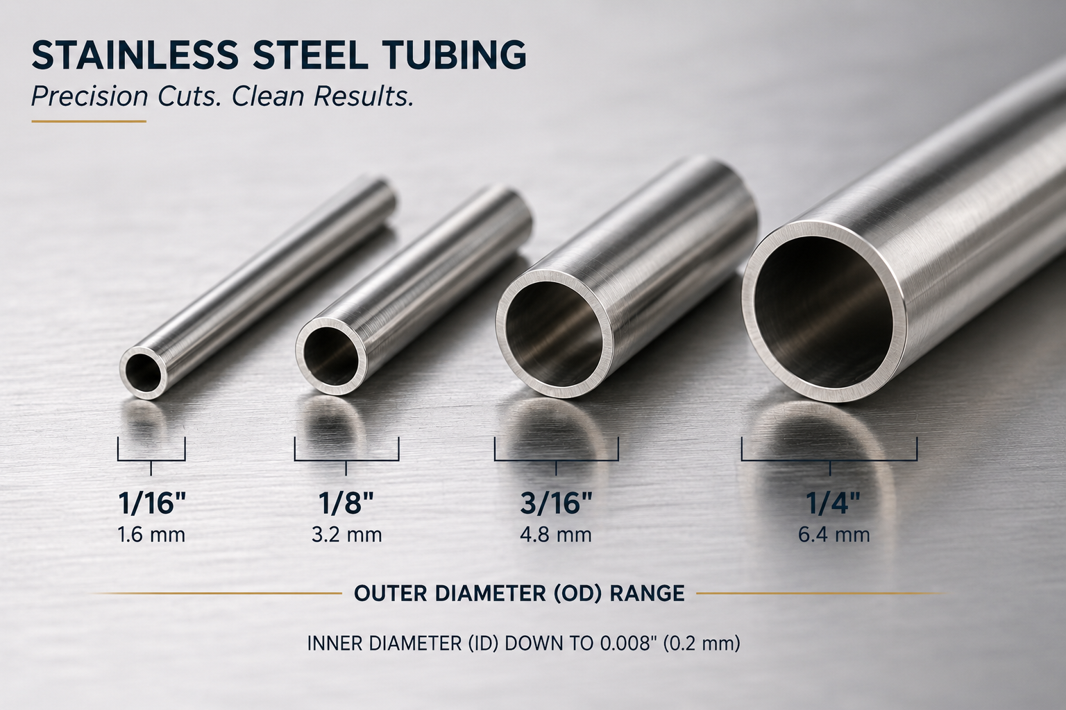 Supported stainless steel tubing sizes